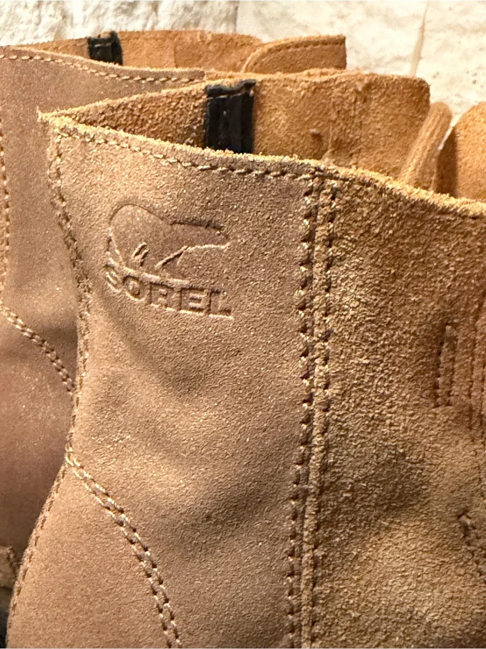 Sorel Joan of Arctic Boot Tan Leather Wedge Heel Lace Up Booties Girls Size 2